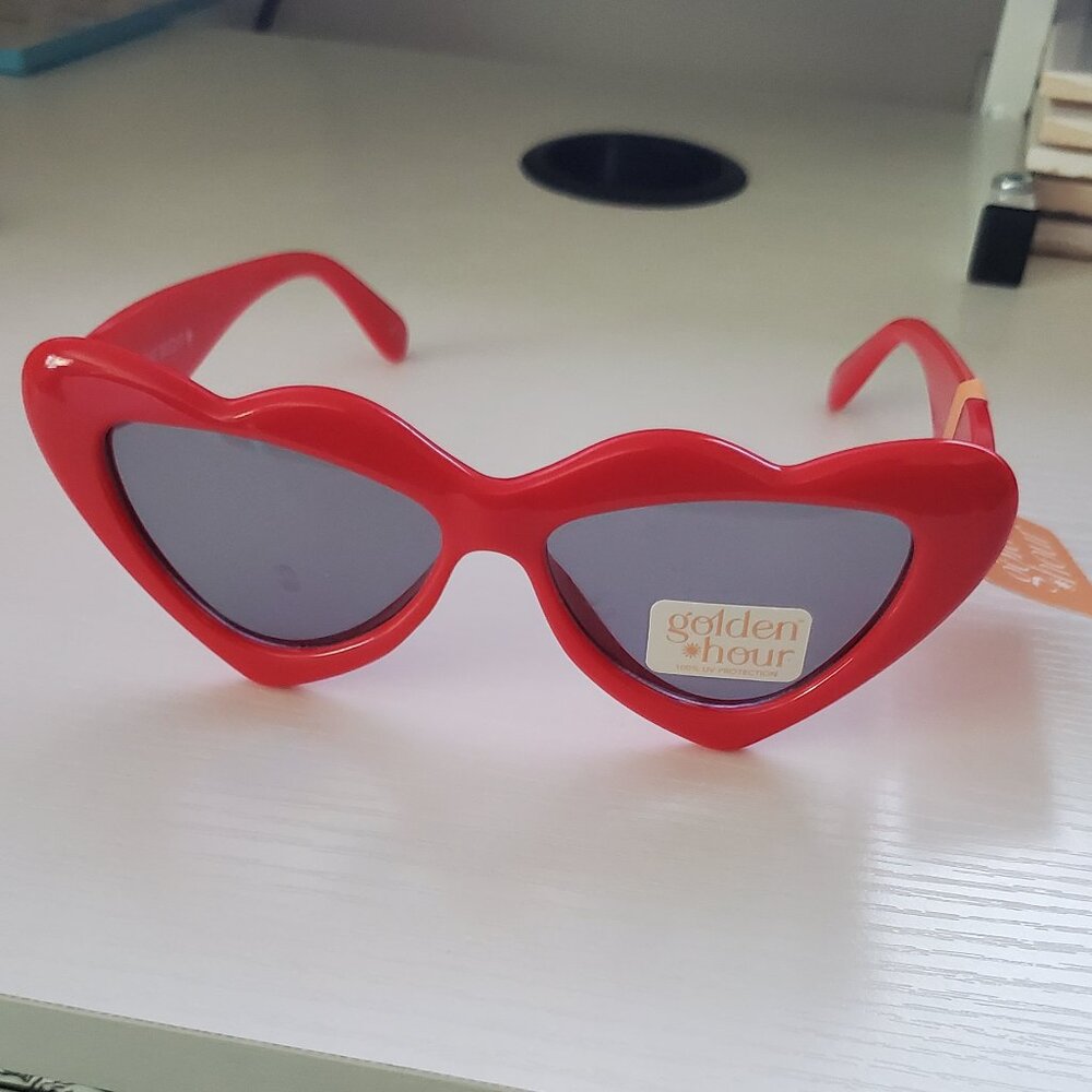 Women's Red Heart Shaped Sunglasses